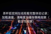 茶杯狐官网在线观看完整体验记录：加载速度、清晰度与缓存策略观察（稳定性观察）