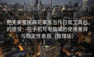 把天美蜜桃麻花果冻当作日常工具后的感受：在手机与电脑端的使用差异与稳定性表现（整理版）
