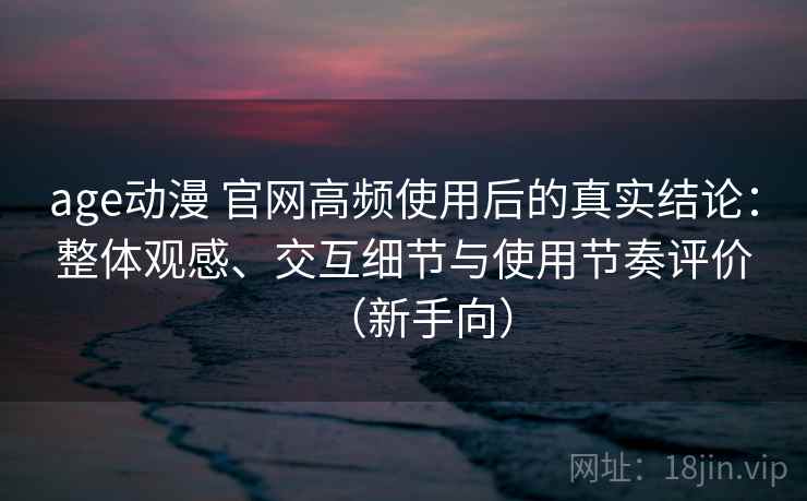 age动漫 官网高频使用后的真实结论：整体观感、交互细节与使用节奏评价（新手向）